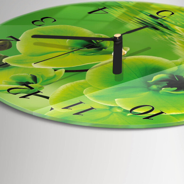 Wanduhr rund Orchidee