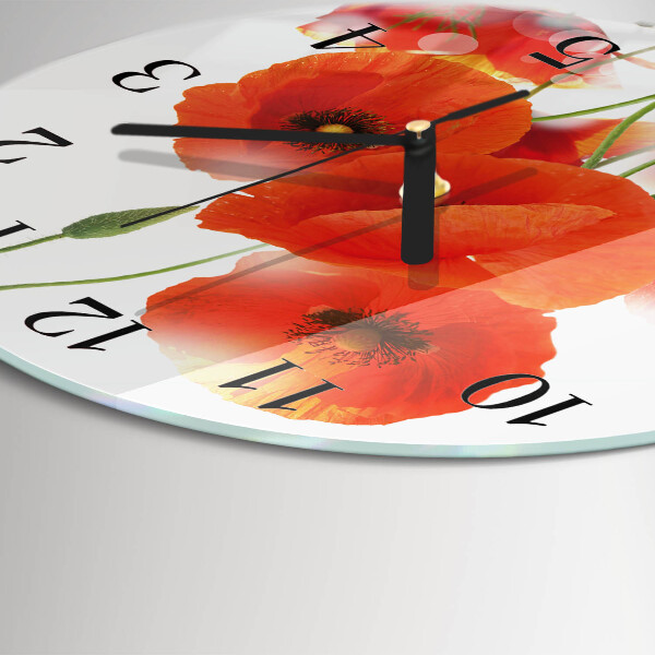 Wanduhr rund Mohnblumen