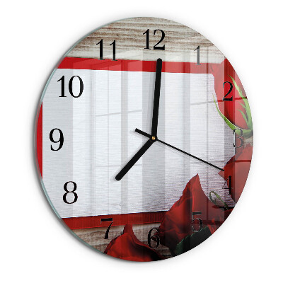 Wanduhr rund Rosen