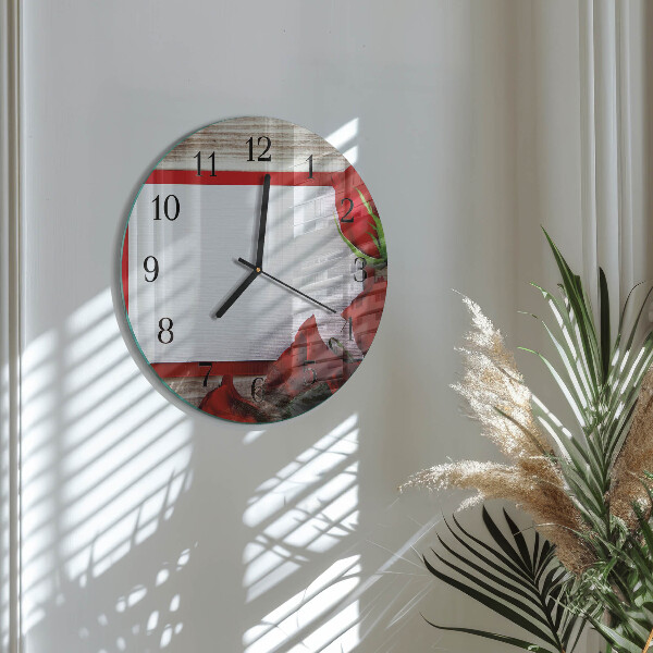 Wanduhr rund Rosen