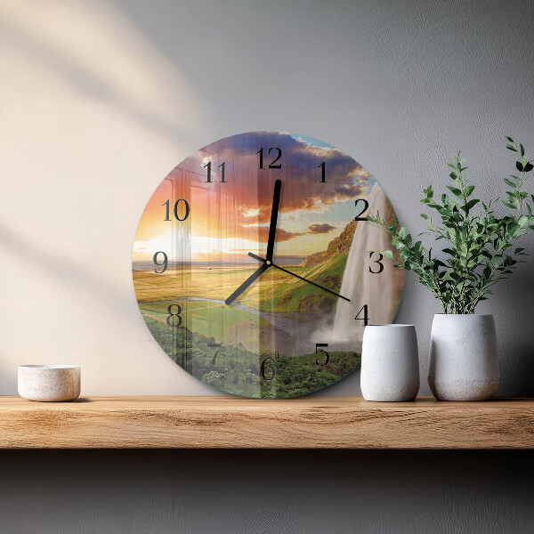 Wanduhr rund Wasserfall
