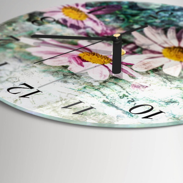 Wanduhr rund Blumen