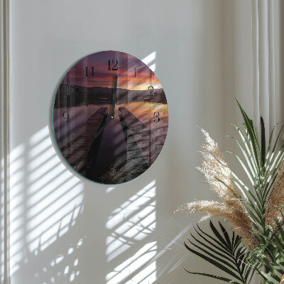 Wanduhr rund Sonnenuntergang