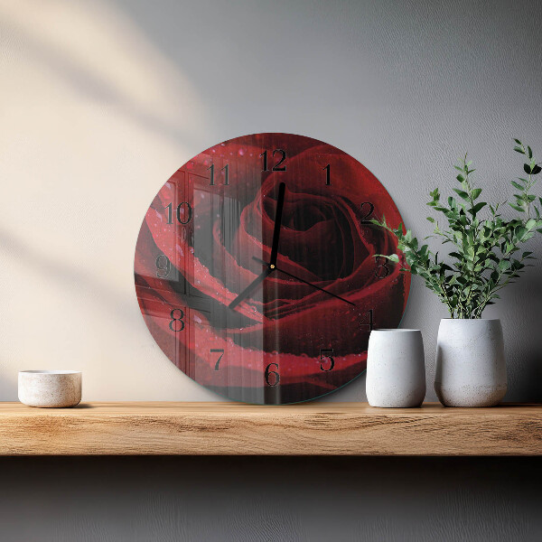 Wanduhr rund Rose