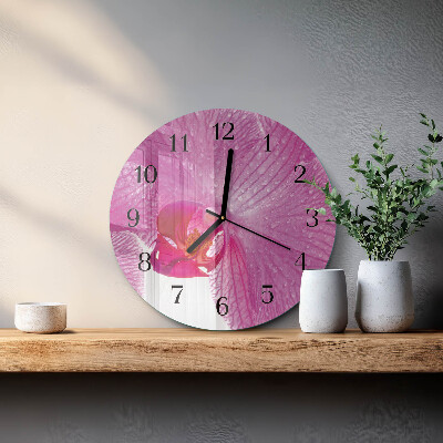 Wanduhr rund Orchidee