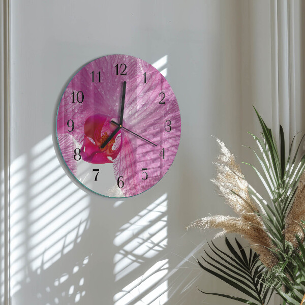 Wanduhr rund Orchidee