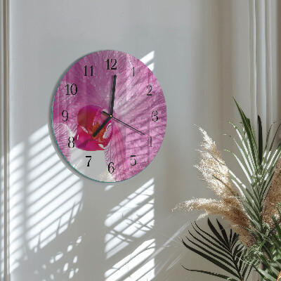 Wanduhr rund Orchidee