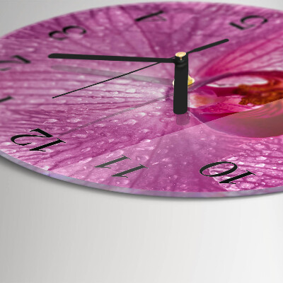 Wanduhr rund Orchidee