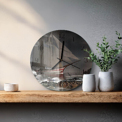Wanduhr rund Segelboot