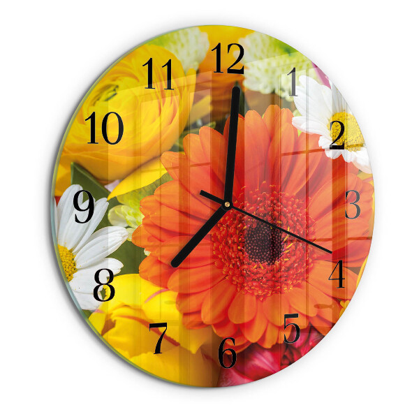 Wanduhr rund Blumen