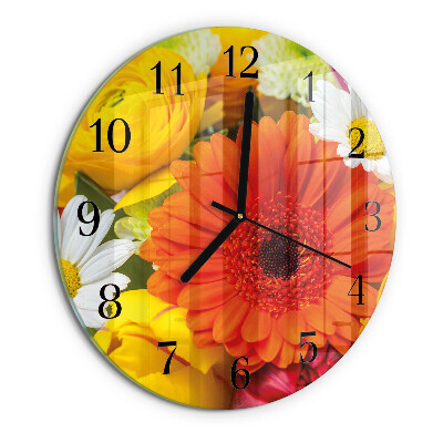 Wanduhr rund Blumen
