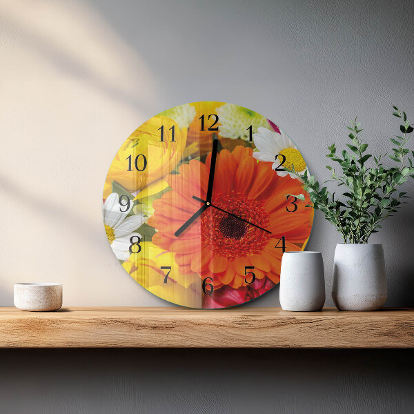 Wanduhr rund Blumen
