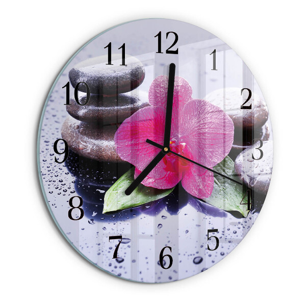 Wanduhr rund Orchidee