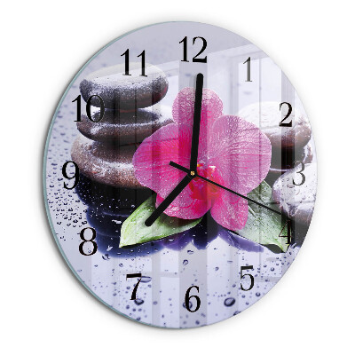 Wanduhr rund Orchidee