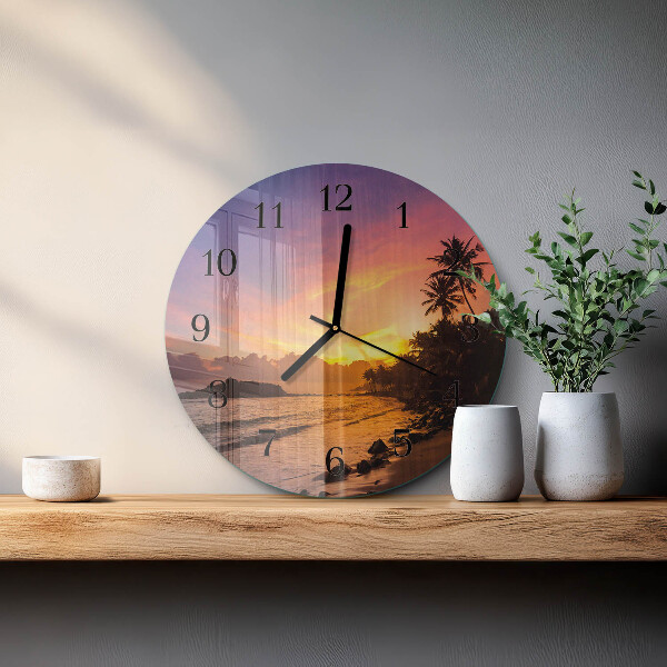Wanduhr rund Sonnenuntergang