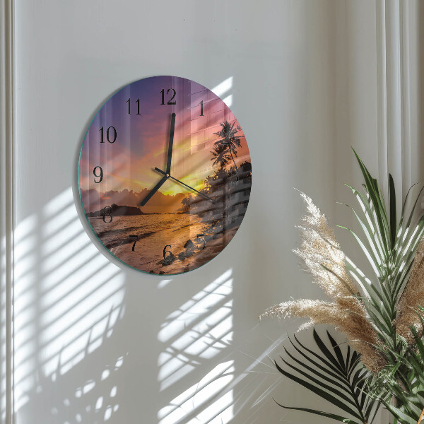 Wanduhr rund Sonnenuntergang