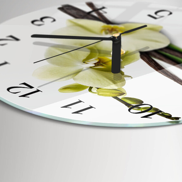 Wanduhr rund Vanilleorchidee