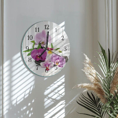 Wanduhr rund Orchidee