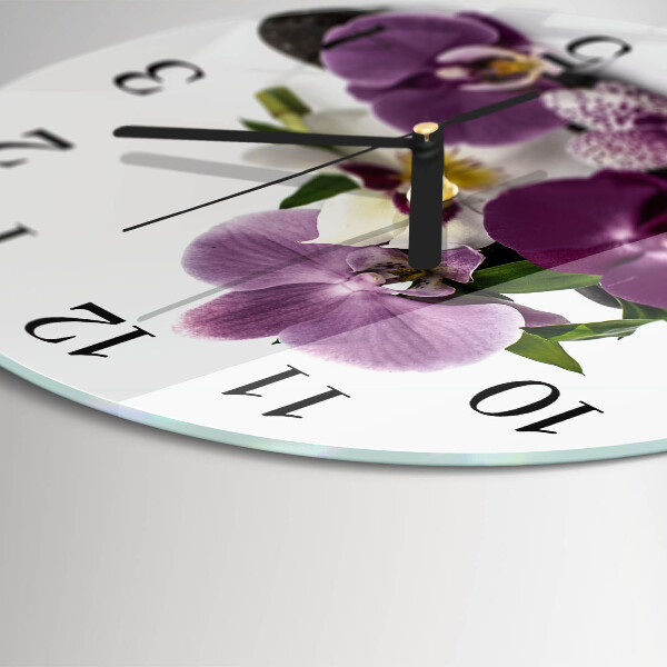 Wanduhr rund Orchidee