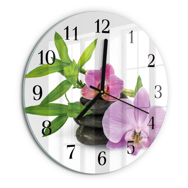 Wanduhr rund Orchidee