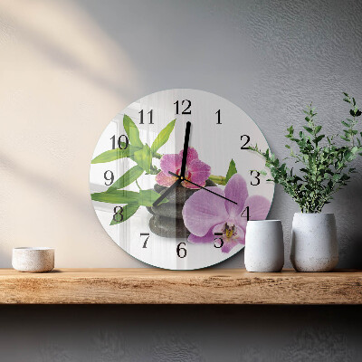 Wanduhr rund Orchidee
