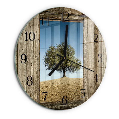 Wanduhr rund Baum