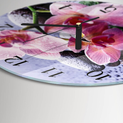 Wanduhr rund Orchidee