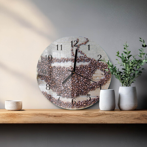 Wanduhr rund Kaffeebohnen