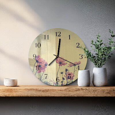 Wanduhr rund Blumen