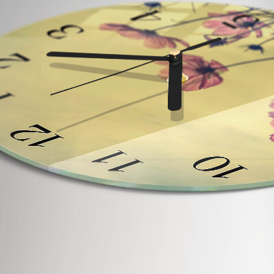 Wanduhr rund Blumen