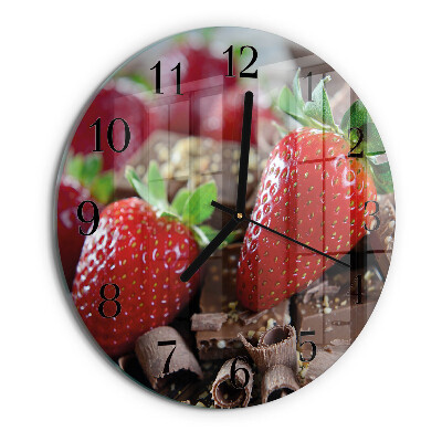 Wanduhr rund Erdbeeren