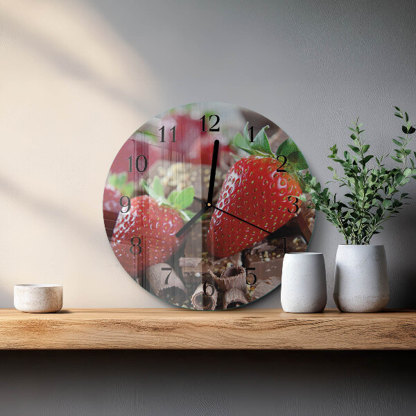 Wanduhr rund Erdbeeren
