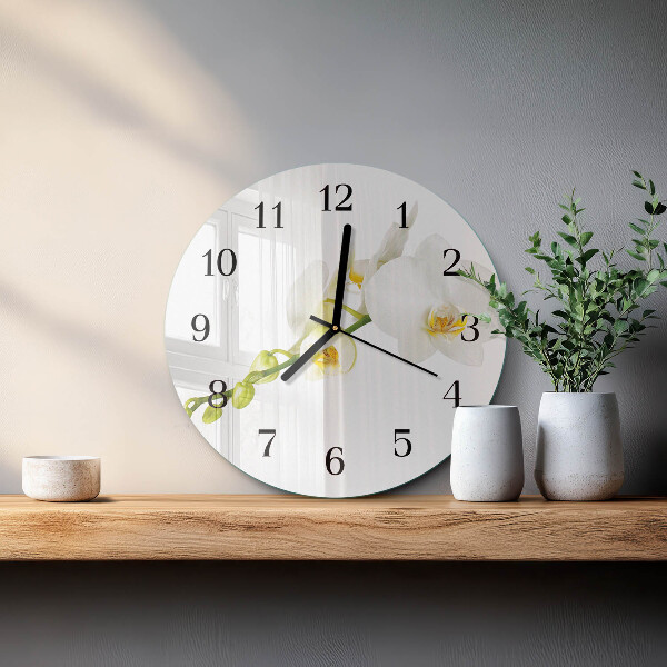 Wanduhr rund Orchidee