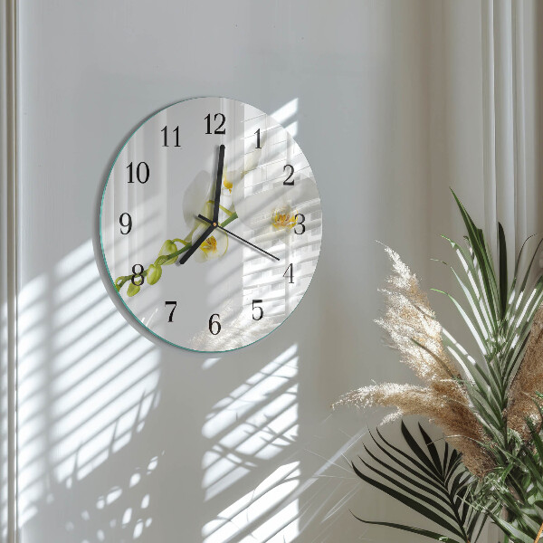 Wanduhr rund Orchidee