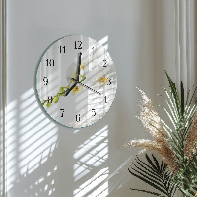 Wanduhr rund Orchidee