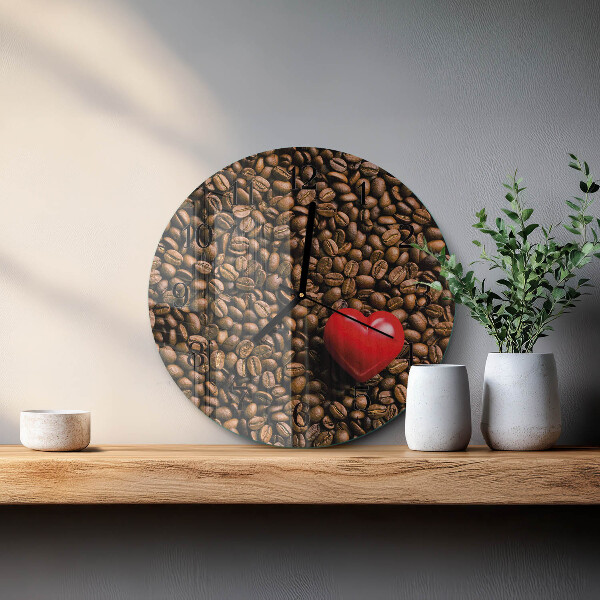 Wanduhr rund Kaffeebohnen