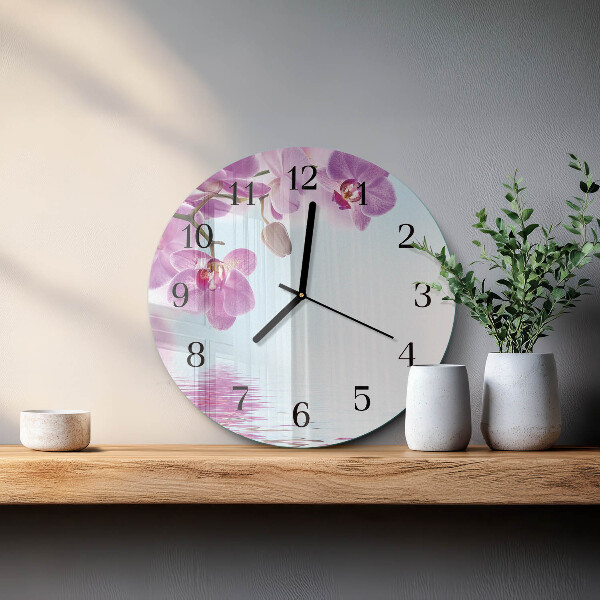 Wanduhr rund Orchidee