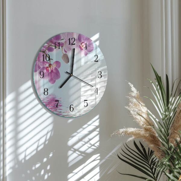 Wanduhr rund Orchidee