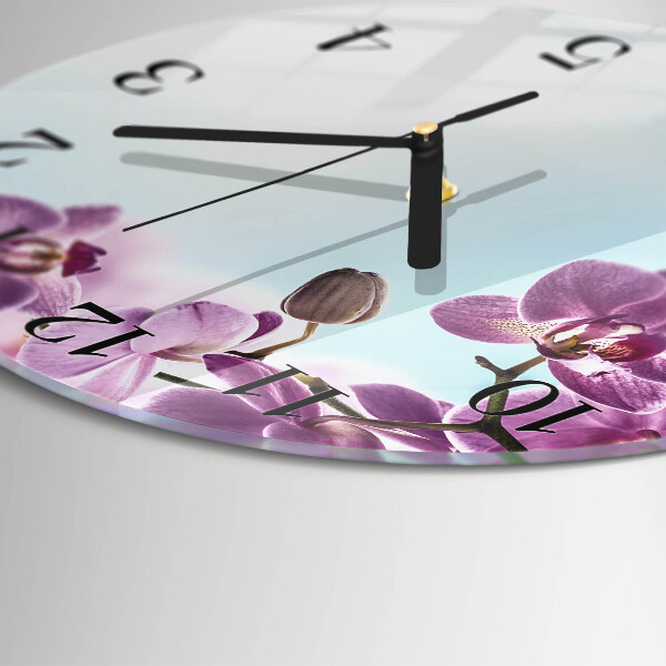 Wanduhr rund Orchidee