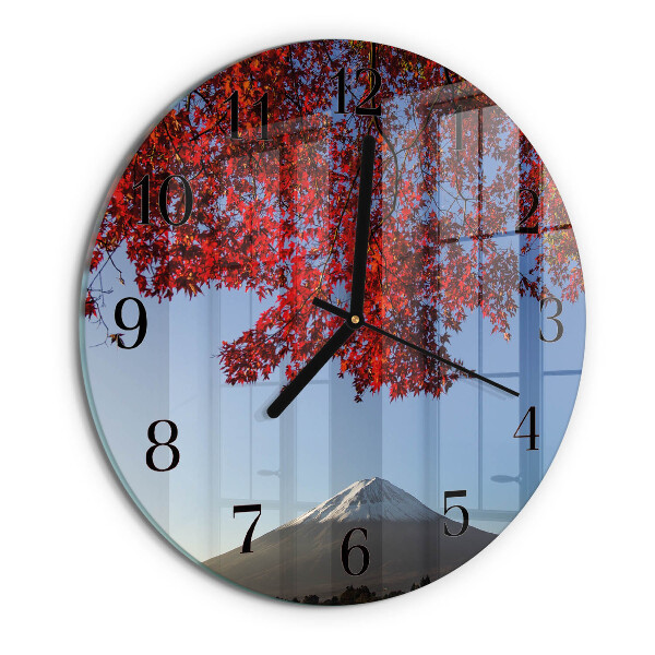 Wanduhr rund Bergblätter