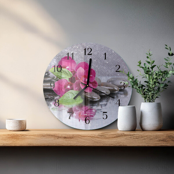 Wanduhr rund Orchidee