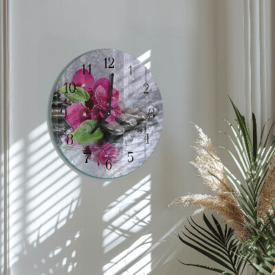 Wanduhr rund Orchidee