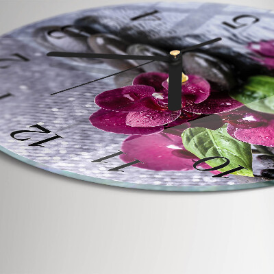 Wanduhr rund Orchidee