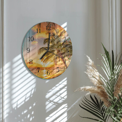 Wanduhr rund Sonnenuntergang