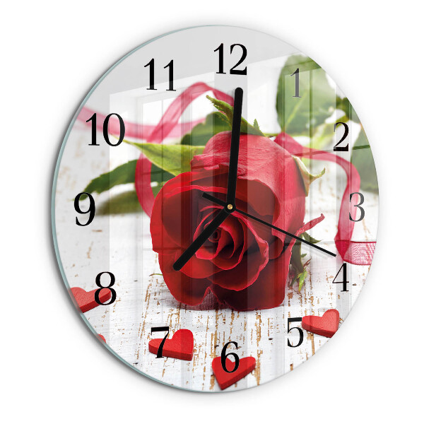Wanduhr rund Rose