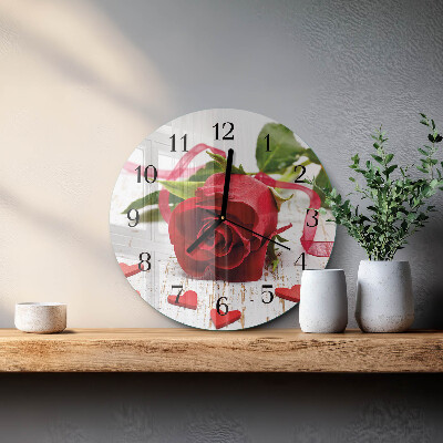 Wanduhr rund Rose