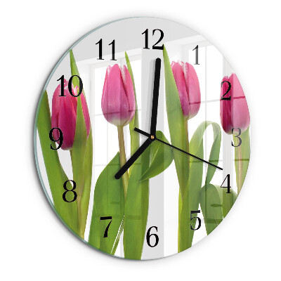 Wanduhr rund Tulpen