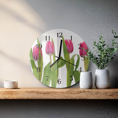 Wanduhr rund Tulpen