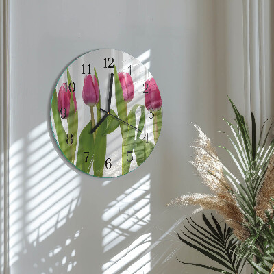 Wanduhr rund Tulpen