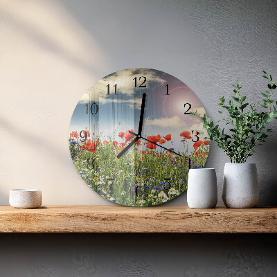 Wanduhr rund Wiese